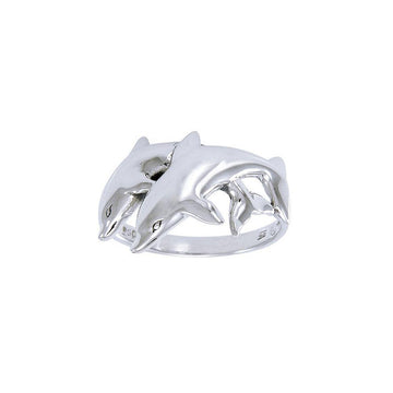Twin Dolphin Silver Ring WR205 - Jewelry